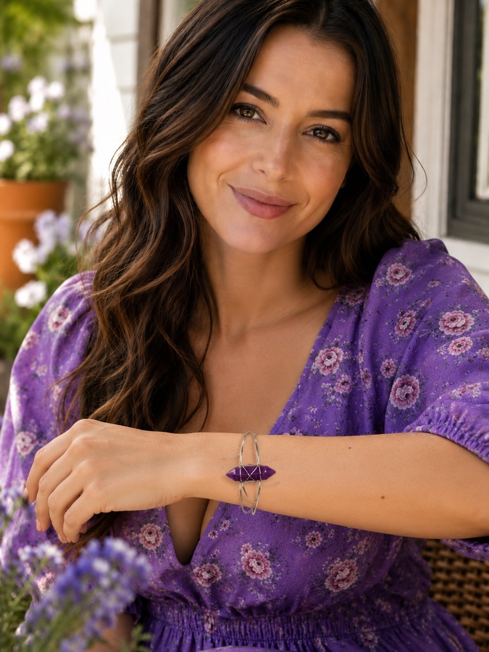 Purple Stone Cuff Bracelet